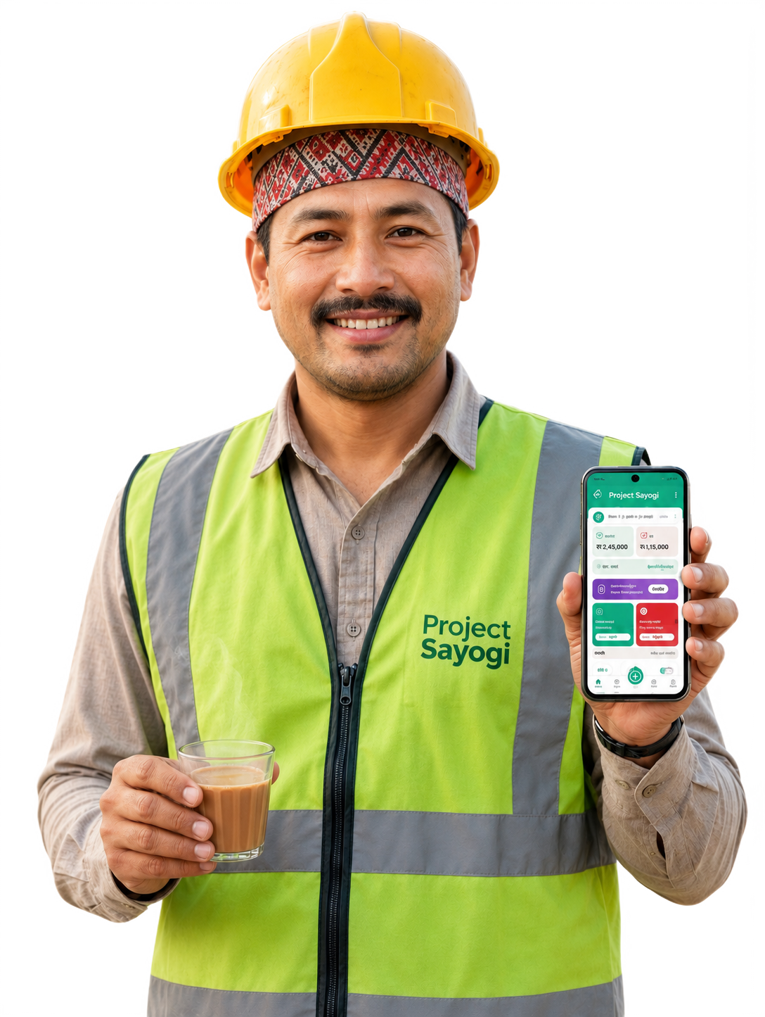 Construction supervisor using the Project Sayogi mobile app